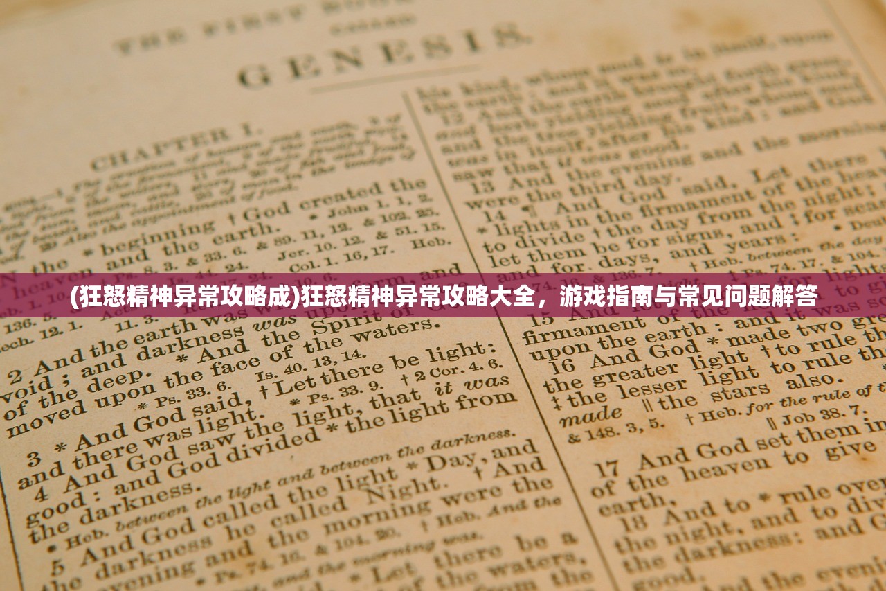 (狂怒精神异常攻略成)狂怒精神异常攻略大全，游戏指南与常见问题解答