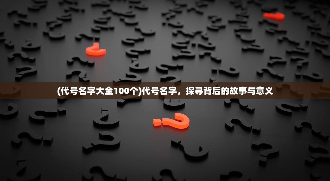(代号名字大全100个)代号名字，探寻背后的故事与意义